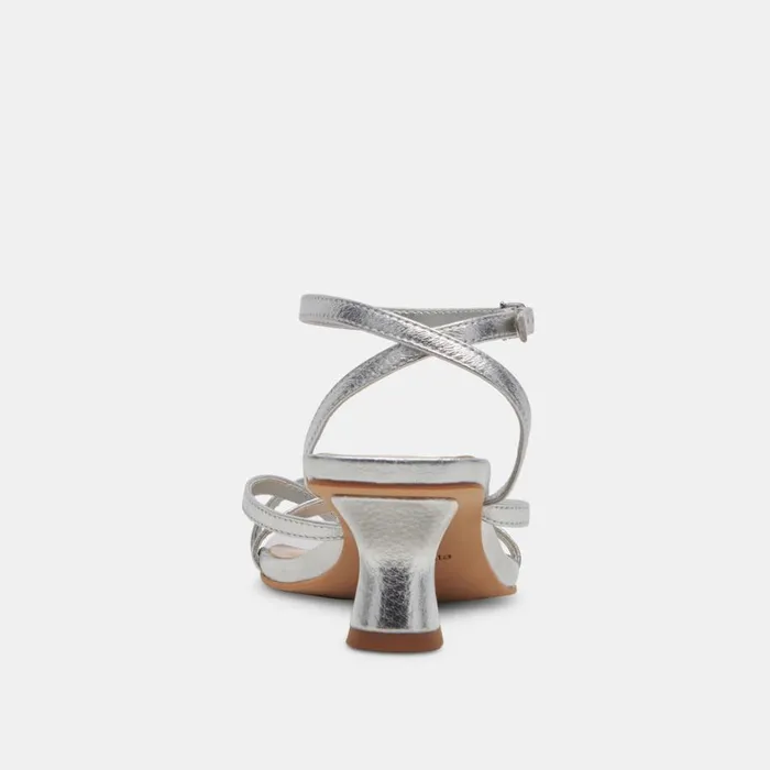 Sandals Women Dolce Vita Baylor Heels Silver Metallic Leather