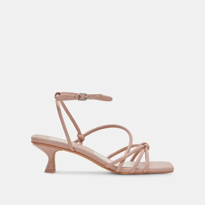 Sandals Women Dolce Vita Bev Wide Heels Rose Leather