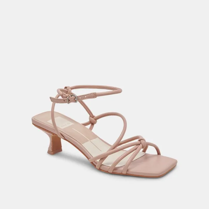 Sandals Women Dolce Vita Bev Wide Heels Rose Leather