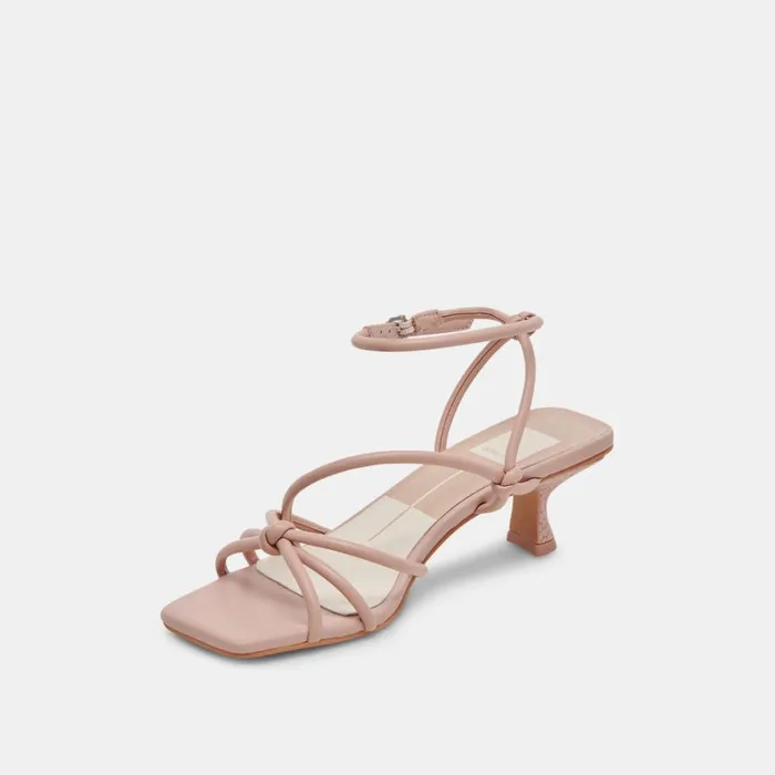 Sandals Women Dolce Vita Bev Wide Heels Rose Leather