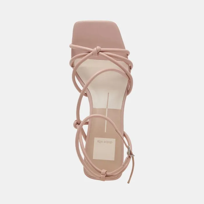 Sandals Women Dolce Vita Bev Wide Heels Rose Leather