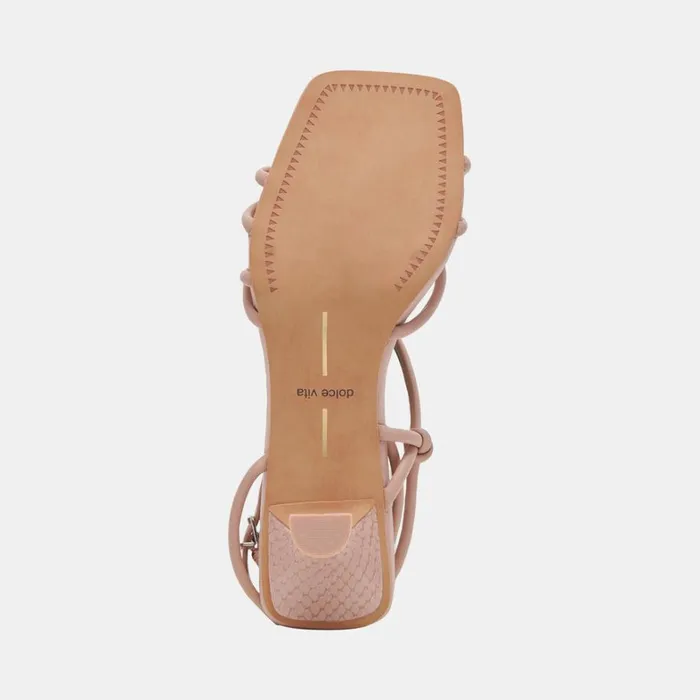 Sandals Women Dolce Vita Bev Wide Heels Rose Leather