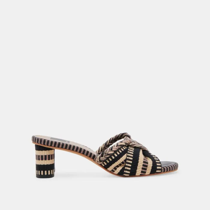Sandals Women Dolce Vita Dallie Heels Black Multi Woven