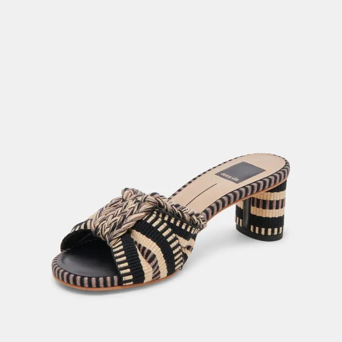 Sandals Women Dolce Vita Dallie Heels Black Multi Woven