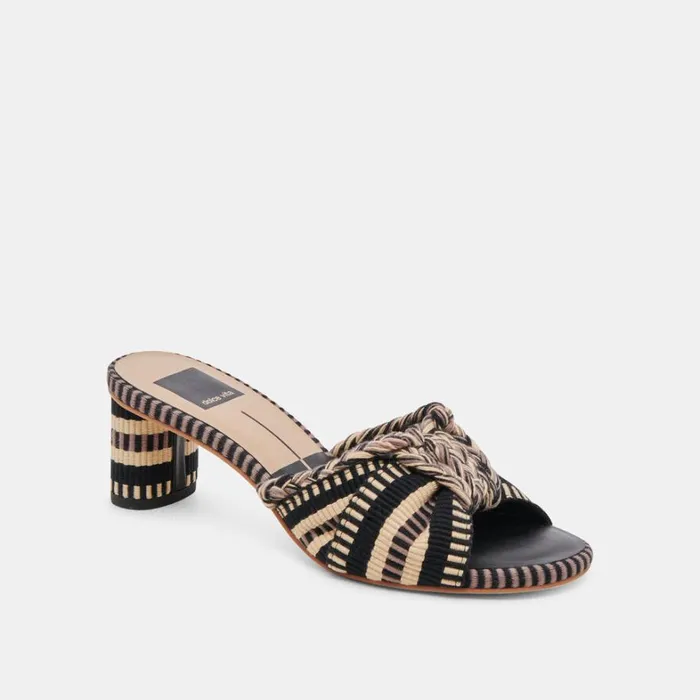 Sandals Women Dolce Vita Dallie Heels Black Multi Woven