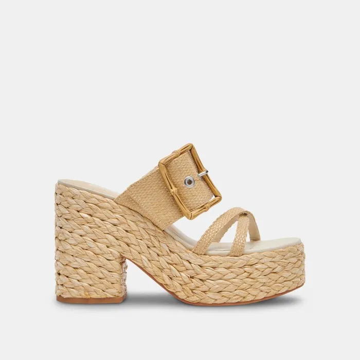 Sandals Women Dolce Vita Edwina Heels Lt Natural Raffia