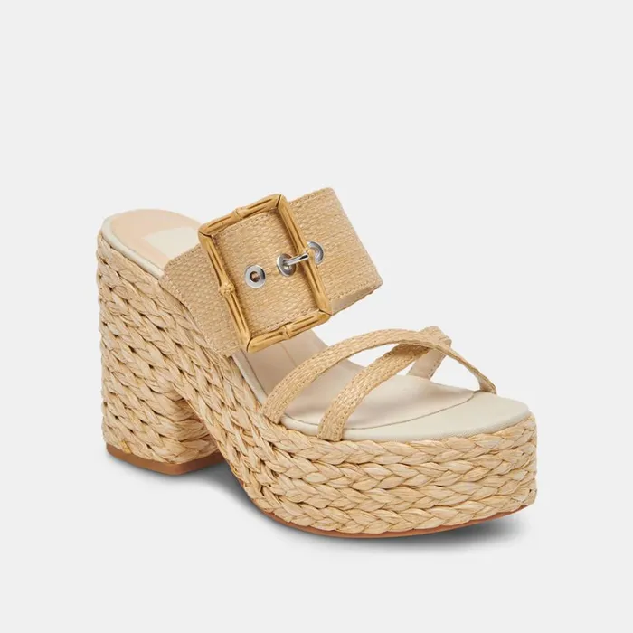 Sandals Women Dolce Vita Edwina Heels Lt Natural Raffia