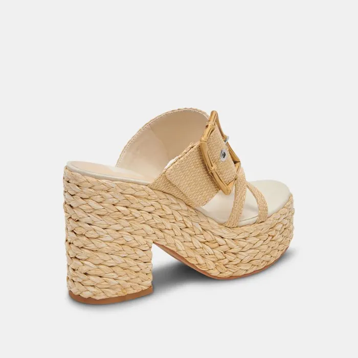 Sandals Women Dolce Vita Edwina Heels Lt Natural Raffia
