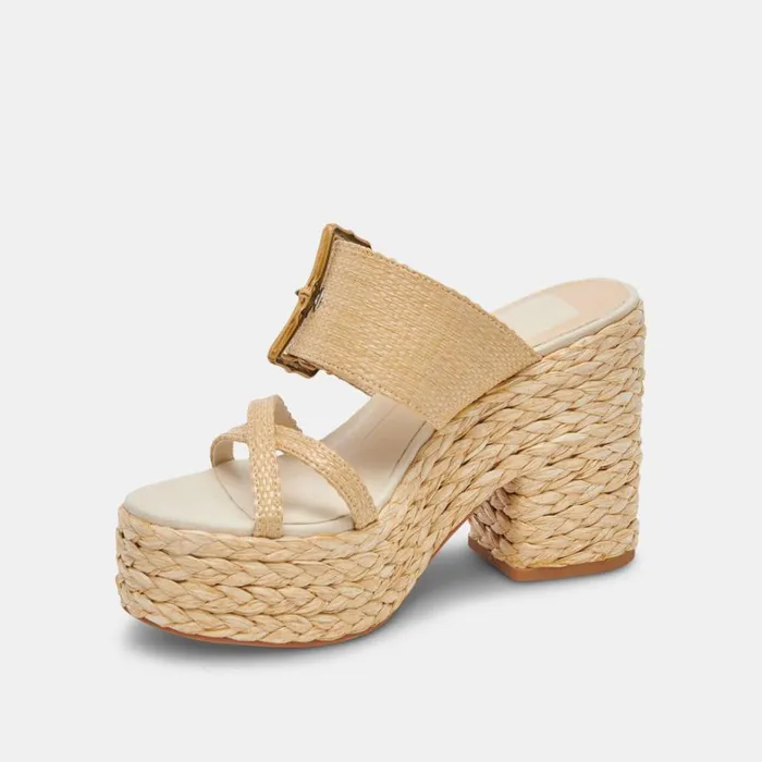 Sandals Women Dolce Vita Edwina Heels Lt Natural Raffia