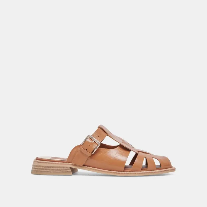 Sandals Women Dolce Vita Hippie Flats Tan Crinkle Patent