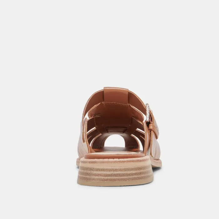Sandals Women Dolce Vita Hippie Flats Tan Crinkle Patent