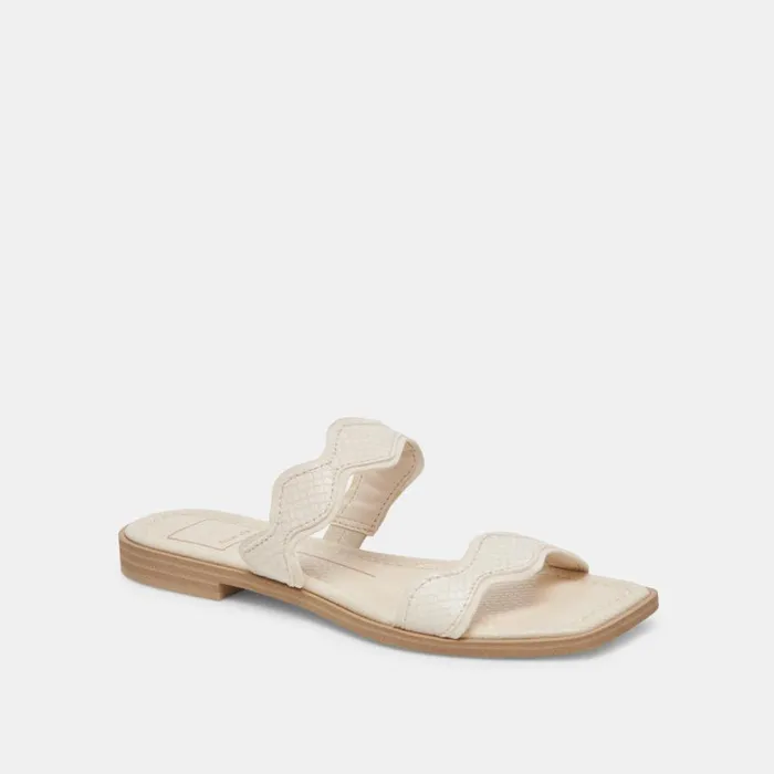 Sandals Women Dolce Vita Ilva Sandals Creme Embossed Leather
