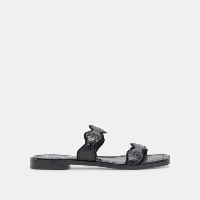 Sandals Women Dolce Vita Ilva Sandals Onyx Embossed Leather