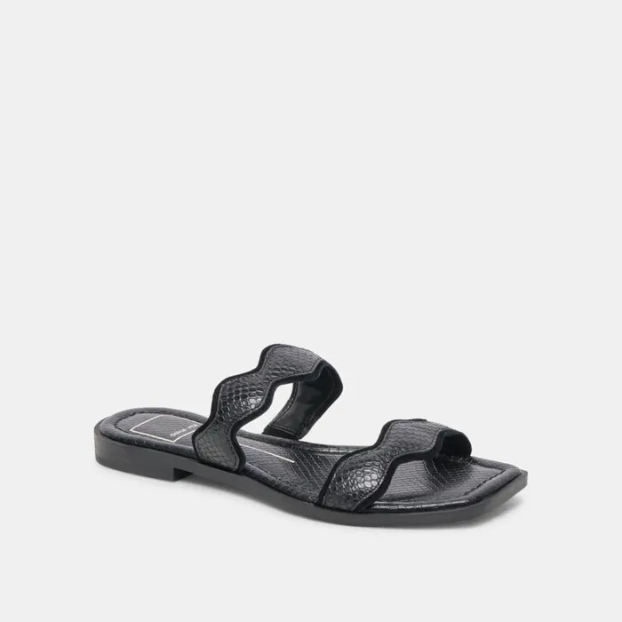 Sandals Women Dolce Vita Ilva Sandals Onyx Embossed Leather