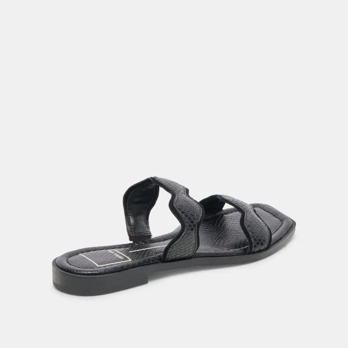 Sandals Women Dolce Vita Ilva Sandals Onyx Embossed Leather