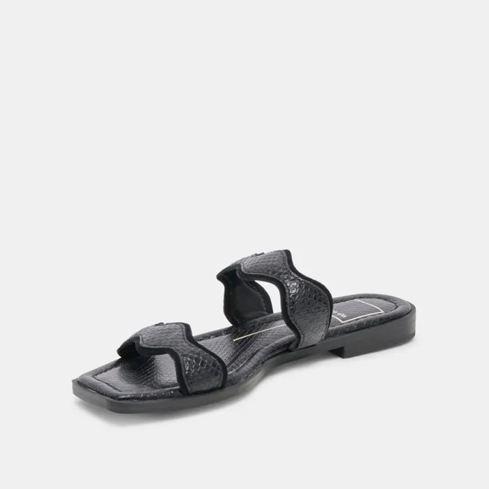 Sandals Women Dolce Vita Ilva Sandals Onyx Embossed Leather