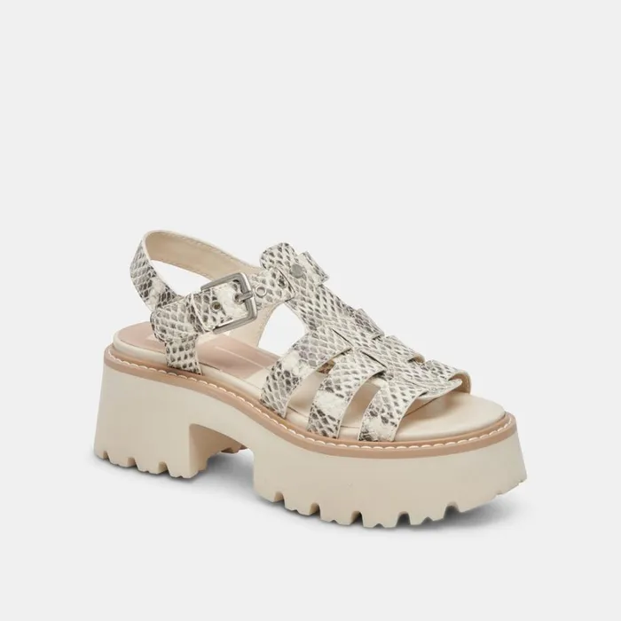 Sandals Women Dolce Vita Latice Sandals Grey White Embossed Leather