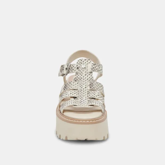 Sandals Women Dolce Vita Latice Sandals Grey White Embossed Leather