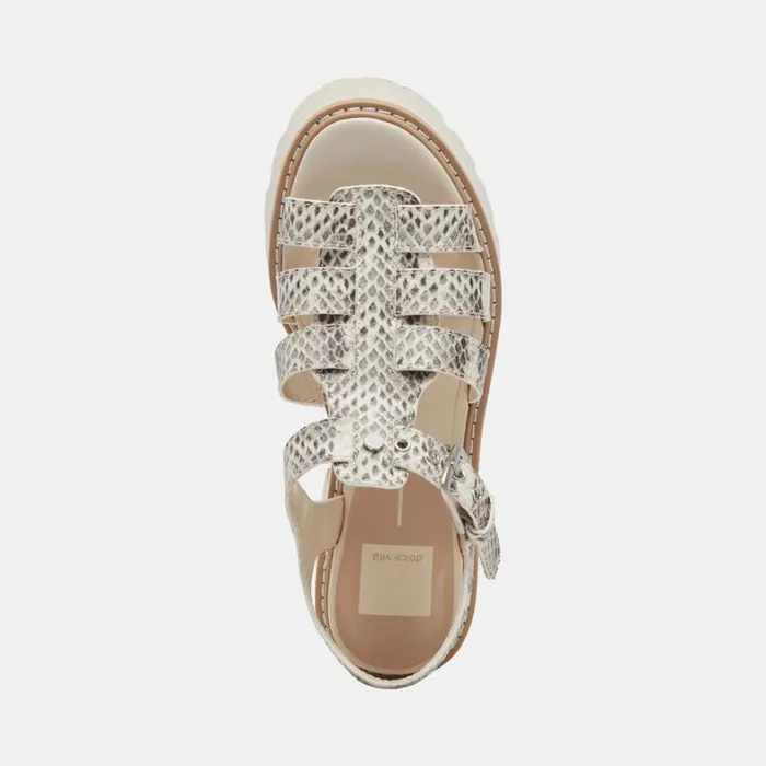 Sandals Women Dolce Vita Latice Sandals Grey White Embossed Leather