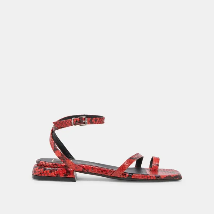 Sandals Women Dolce Vita Lexi Sandals Red Snake Embossed
