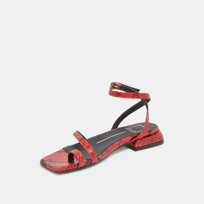 Sandals Women Dolce Vita Lexi Sandals Red Snake Embossed