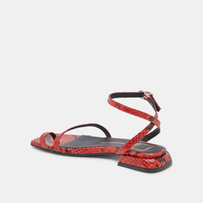 Sandals Women Dolce Vita Lexi Sandals Red Snake Embossed
