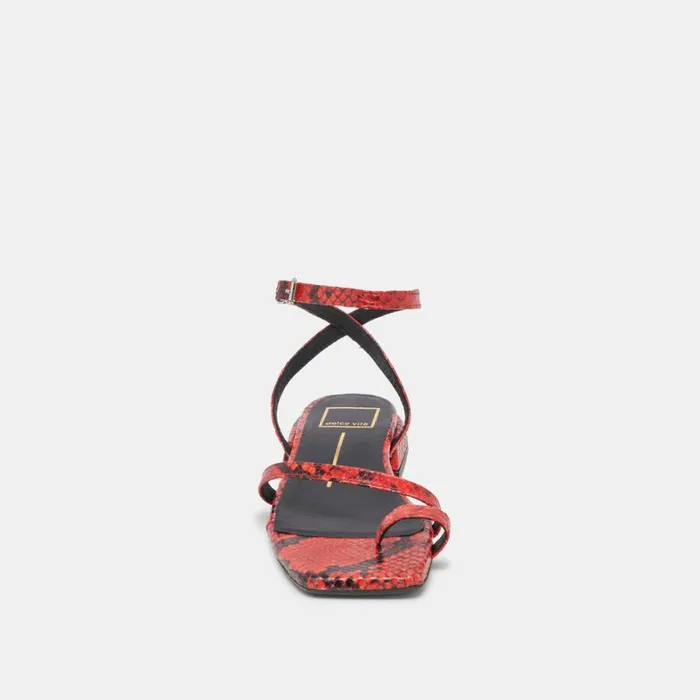 Sandals Women Dolce Vita Lexi Sandals Red Snake Embossed