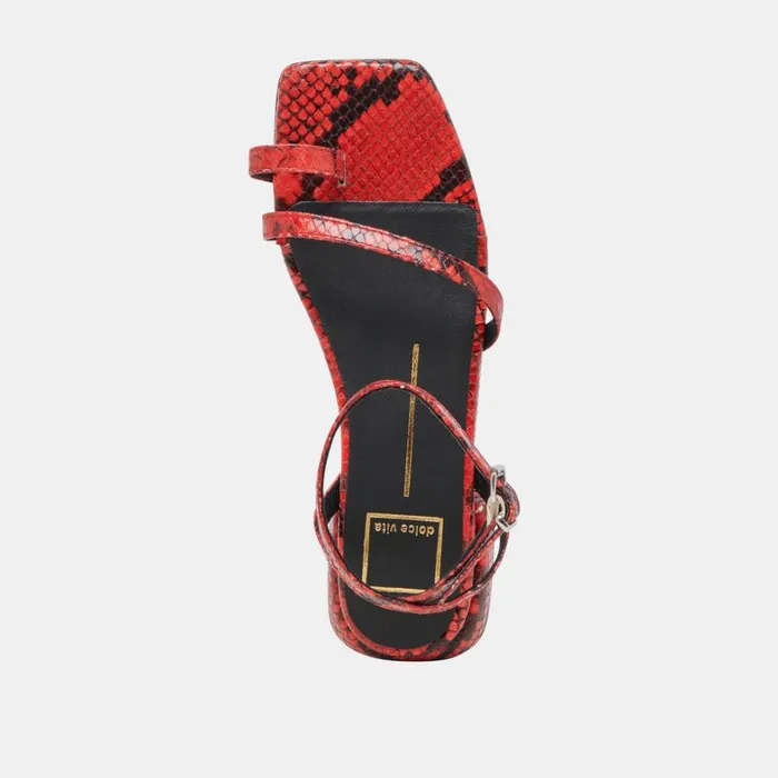 Sandals Women Dolce Vita Lexi Sandals Red Snake Embossed
