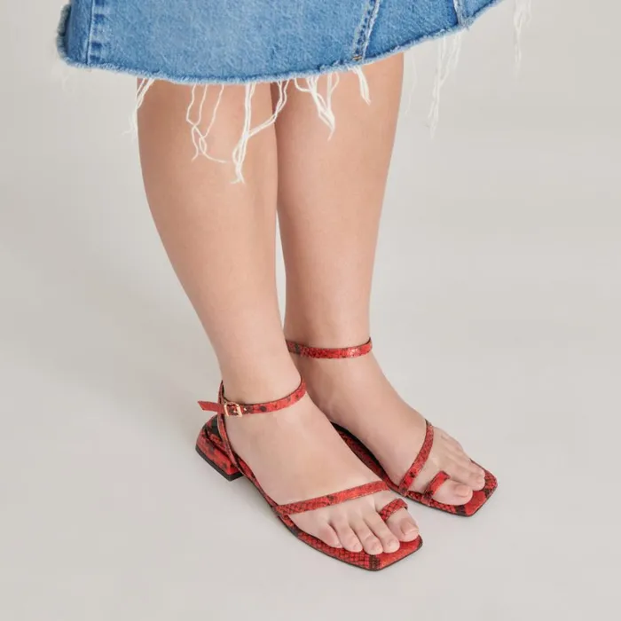 Sandals Women Dolce Vita Lexi Sandals Red Snake Embossed