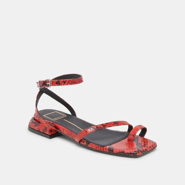 Sandals Women Dolce Vita Lexi Sandals Red Snake Embossed