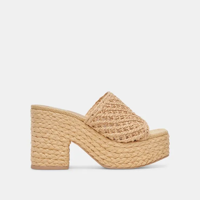 Sandals Women Dolce Vita Lisha Heels Lt Natural Raffia