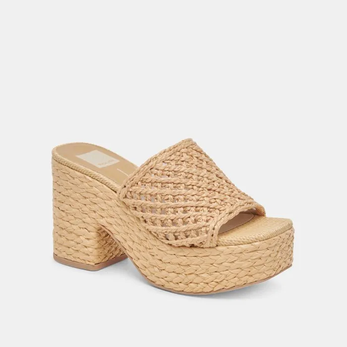 Sandals Women Dolce Vita Lisha Heels Lt Natural Raffia