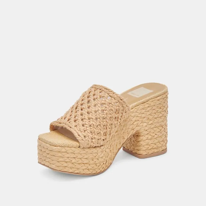 Sandals Women Dolce Vita Lisha Heels Lt Natural Raffia