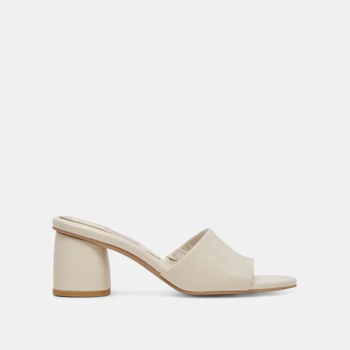 Sandals Women Dolce Vita Minny Dress Wide Heels Ivory Leather