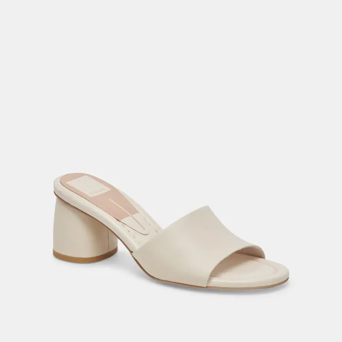 Sandals Women Dolce Vita Minny Dress Wide Heels Ivory Leather