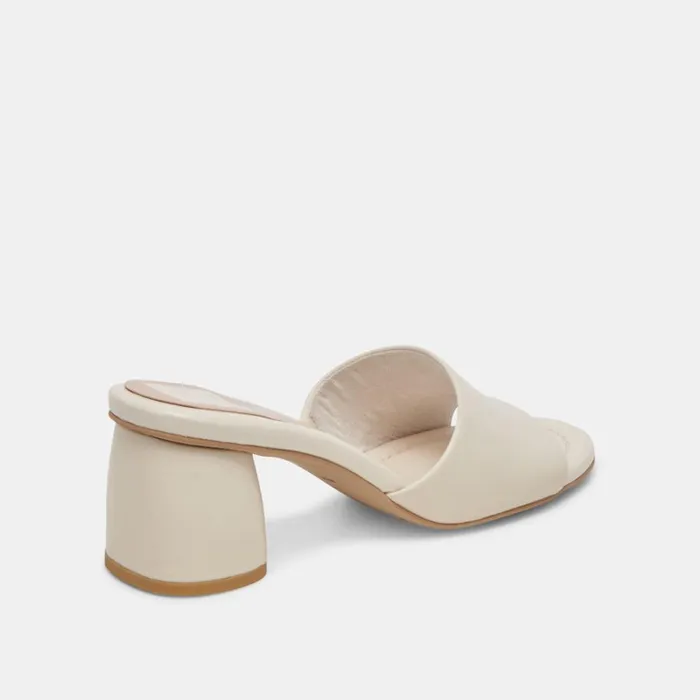 Sandals Women Dolce Vita Minny Dress Wide Heels Ivory Leather