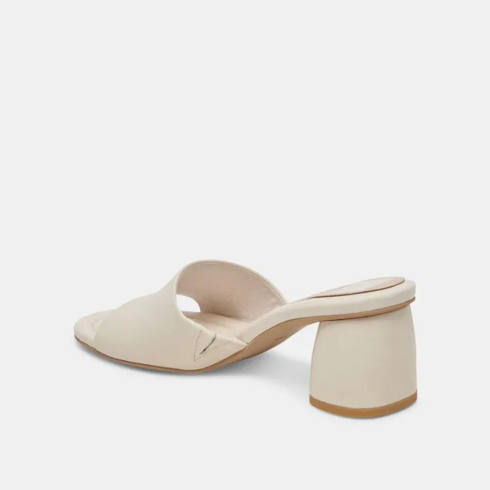 Sandals Women Dolce Vita Minny Dress Wide Heels Ivory Leather