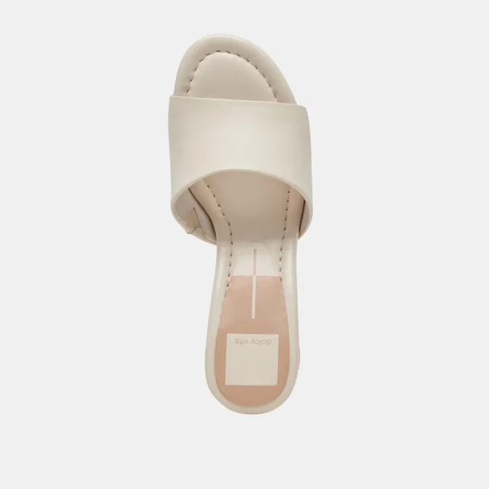 Sandals Women Dolce Vita Minny Dress Wide Heels Ivory Leather