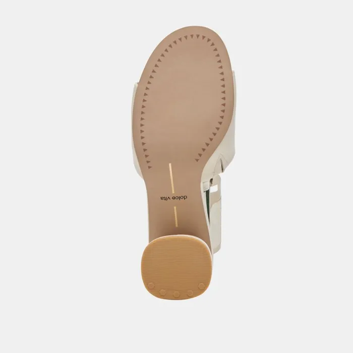 Sandals Women Dolce Vita Minny Dress Wide Heels Ivory Leather