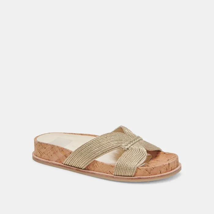 Sandals Women Dolce Vita Selda Sandals Gold Raffia