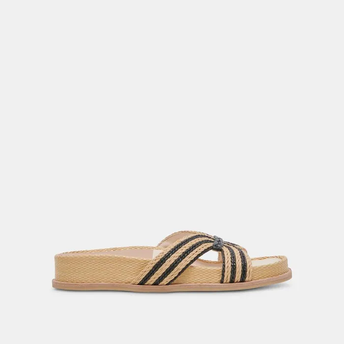 Sandals Women Dolce Vita Selda Sandals Natural Black Raffia