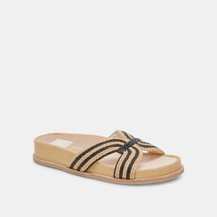 Sandals Women Dolce Vita Selda Sandals Natural Black Raffia
