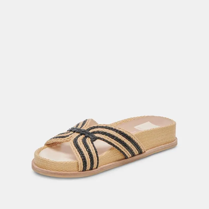 Sandals Women Dolce Vita Selda Sandals Natural Black Raffia