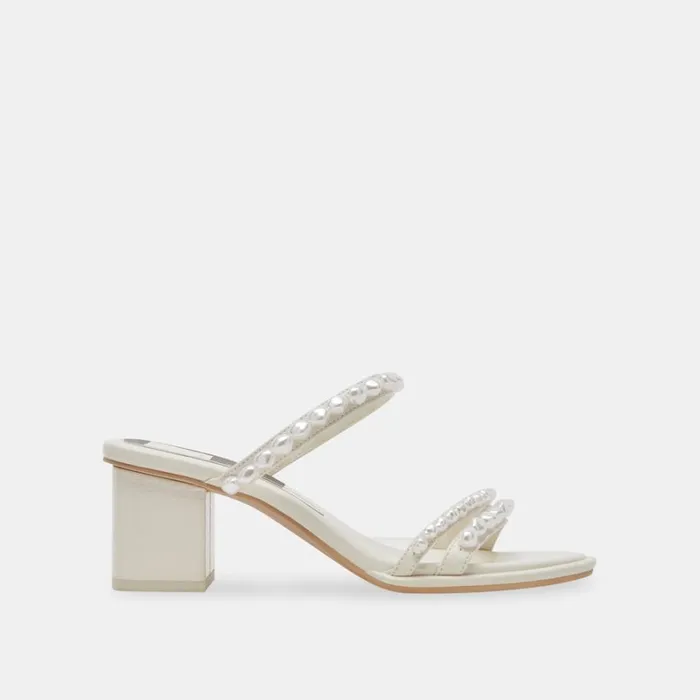 Sandals Women Dolce Vita Tinker Pearl Heels Vanilla Pearls