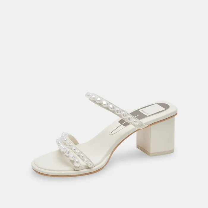 Sandals Women Dolce Vita Tinker Pearl Heels Vanilla Pearls