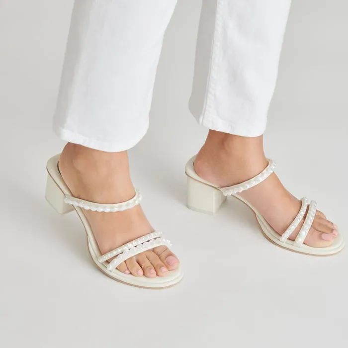 Sandals Women Dolce Vita Tinker Pearl Heels Vanilla Pearls