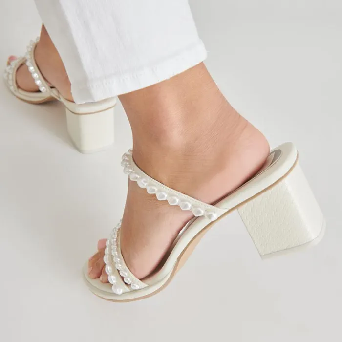 Sandals Women Dolce Vita Tinker Pearl Heels Vanilla Pearls