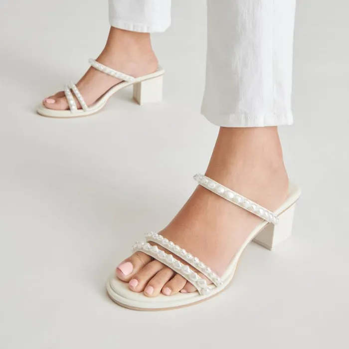 Sandals Women Dolce Vita Tinker Pearl Heels Vanilla Pearls