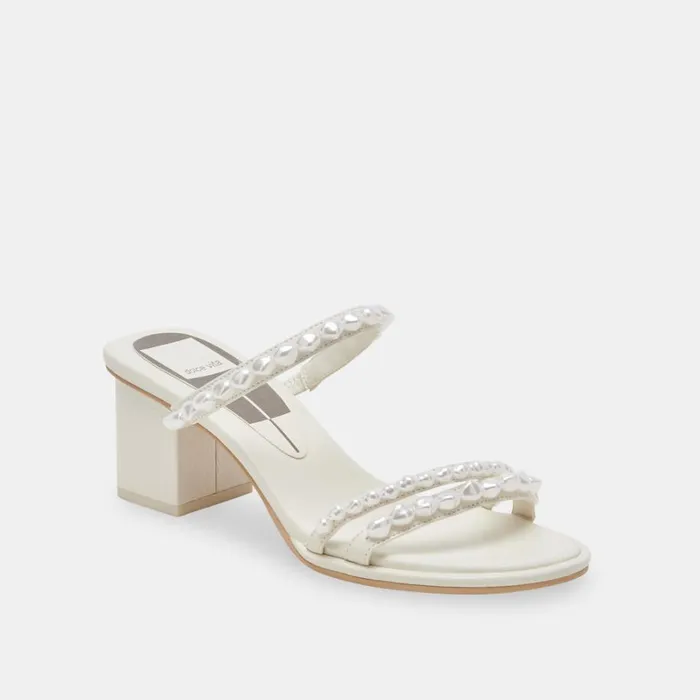 Sandals Women Dolce Vita Tinker Pearl Heels Vanilla Pearls