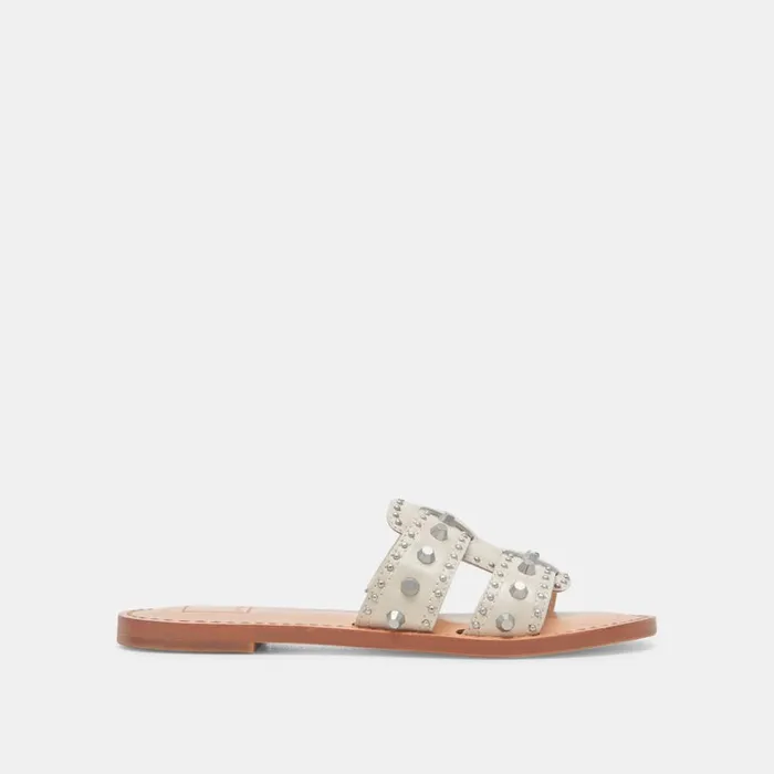 Sandals Women Dolce Vita Wesla Stud Sandals Ivory Crinkle Patent